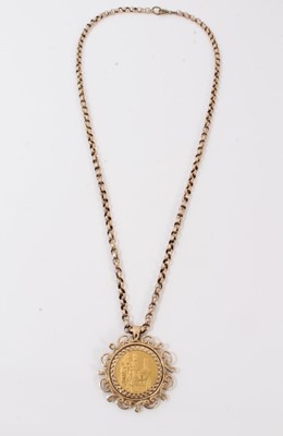 Lot 129 - German gold tourist token- Köln am Rhein, in 9ct gold pendant mount on chain