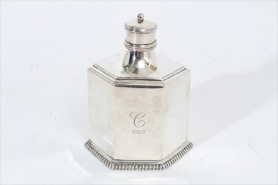 Lot 307 - Edwardian silver tea caddy of hexagonal form, with slip on cover