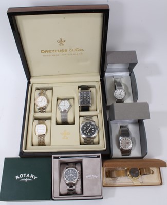 Lot 130 - Collection of nine wristwatches to include Rotary Aquaspeed, Rotary 1895, Rousseau, Police, Sekonda, Regent Point, Ingersoll, Scene and German tourist watch