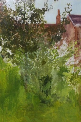 Lot 87 - Pat Jourdan (Contemporary) oil on board, Back garden
