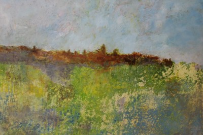 Lot 86 - Pat Jourdan (Contemporary) oil on board, The edge of the cemetery