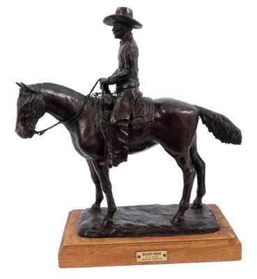 Lot 923 - Gerald Anthony Shippen (b.1955) bronze - Holdin Herd, signed, on wooden base