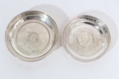 Lot 317 - Late 19th/early 20th century Ottoman Empire silver dish of circular form, and one other dish