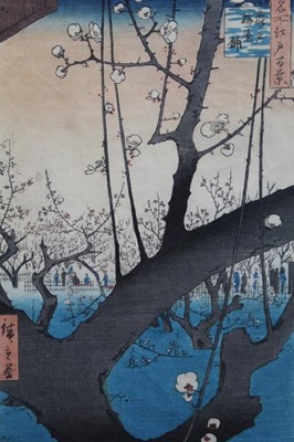 Lot 1241 - Hiroshige woodblock prints, views of Kurodo Bay in Kazua Province, Plumpark in Kameido and Nissake view from Soyonon Kyame 
Provenance: purchased by the vendors late parents in Kyoto 1952