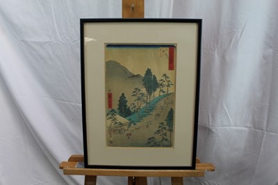 Lot 1241 - Hiroshige woodblock prints, views of Kurodo Bay in Kazua Province, Plumpark in Kameido and Nissake view from Soyonon Kyame 
Provenance: purchased by the vendors late parents in Kyoto 1952