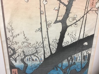 Lot 1241 - Hiroshige woodblock prints, views of Kurodo Bay in Kazua Province, Plumpark in Kameido and Nissake view from Soyonon Kyame 
Provenance: purchased by the vendors late parents in Kyoto 1952