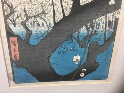 Lot 1241 - Hiroshige woodblock prints, views of Kurodo Bay in Kazua Province, Plumpark in Kameido and Nissake view from Soyonon Kyame 
Provenance: purchased by the vendors late parents in Kyoto 1952