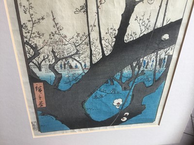 Lot 1241 - Hiroshige woodblock prints, views of Kurodo Bay in Kazua Province, Plumpark in Kameido and Nissake view from Soyonon Kyame 
Provenance: purchased by the vendors late parents in Kyoto 1952