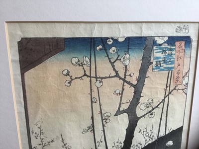 Lot 1241 - Hiroshige woodblock prints, views of Kurodo Bay in Kazua Province, Plumpark in Kameido and Nissake view from Soyonon Kyame 
Provenance: purchased by the vendors late parents in Kyoto 1952