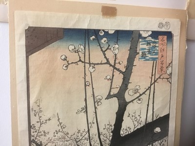 Lot 1241 - Hiroshige woodblock prints, views of Kurodo Bay in Kazua Province, Plumpark in Kameido and Nissake view from Soyonon Kyame 
Provenance: purchased by the vendors late parents in Kyoto 1952