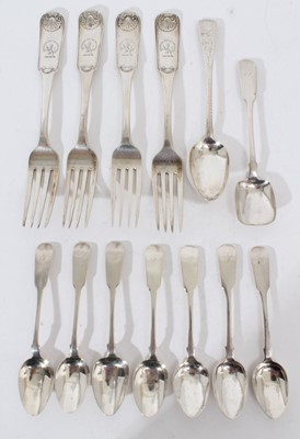 Lot 334 - Selection of Scottish Georgian and later silver flatware