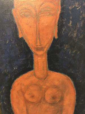 Lot 11 - Follower of Modigliani oil on canvas figure study