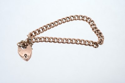 Lot 596 - Edwardian 9ct rose gold curb link bracelet with padlock clasp