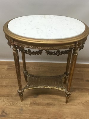 Lot 1459 - 19th century French marble topped gilt wood table