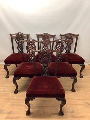 Lot 1469 - Set of six good quality Chippendale style mahogany dining chairs