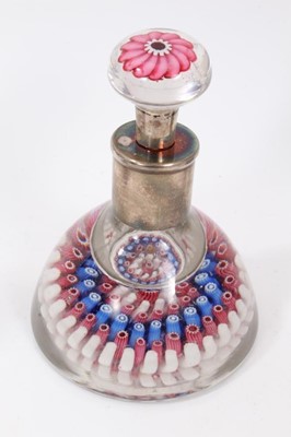 Lot 117 - Three English millefiori cane paperweights / inkwells and stoppers, one dated 1976, 15.5cm to 17.5cm high