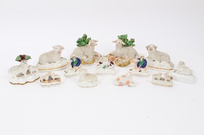 Lot 126 - Collection of mostly Victorian Staffordshire sheep figures, together with a pair of Samson sheep and some further animal figures (13)