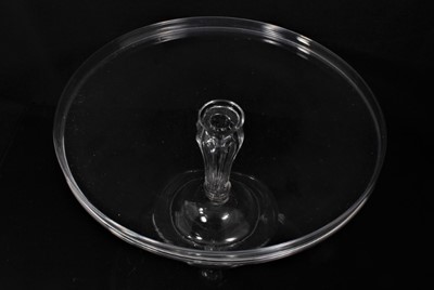Lot 129 - Georgian glass tazza, with circular galleried top, moulded and collared stem, domed folded foot, 29.5cm diameter