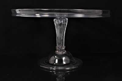 Lot 129 - Georgian glass tazza, with circular galleried top, moulded and collared stem, domed folded foot, 29.5cm diameter