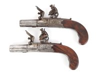 Lot 40 - Fine pair early 19th century flintlock pocket...