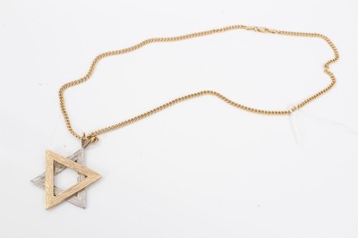 Lot 4 - Yellow and white metal Star of David pendant on 9ct gold chain