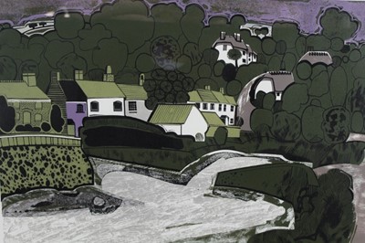 Lot 182 - Graham Clarke (b. 1941) woodprint, Helford number 30/50, framed