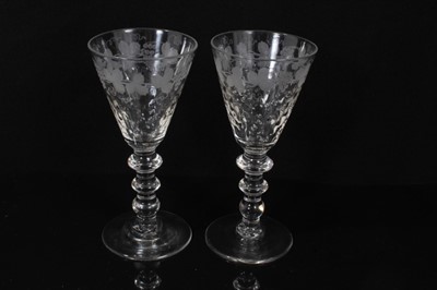 Lot 131 - Early/mid 19th century oversized trumpet ale glass with air twist stem, and a similar glass with tear stem, 20cm and 24cm high