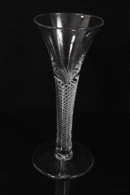 Lot 132 - Seven Georgian drinking glasses, including an air twist stem glass, three plain stem, two faceted stem  and one with an etched bowl, 12cm to 18.5cm high