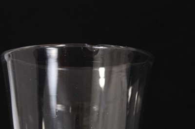 Lot 132 - Seven Georgian drinking glasses, including an air twist stem glass, three plain stem, two faceted stem  and one with an etched bowl, 12cm to 18.5cm high