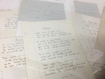 Lot 1537 - Kathleen Raine (1908-2003) group of original hand written poems, provenance: Pamela Chandler (1928-1993)