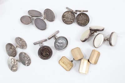Lot 25 - Six pairs of silver cufflinks