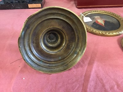 Lot 979 - Rare 17th century brass trumpet form candlestick