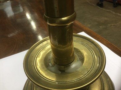 Lot 979 - Rare 17th century brass trumpet form candlestick