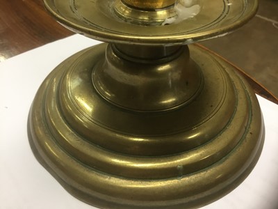 Lot 979 - Rare 17th century brass trumpet form candlestick
