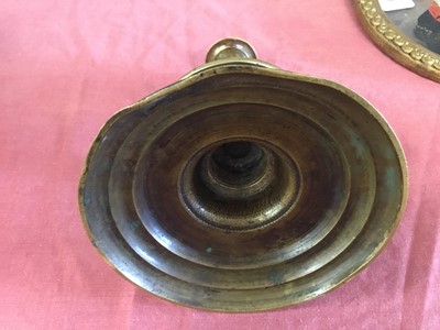 Lot 979 - Rare 17th century brass trumpet form candlestick