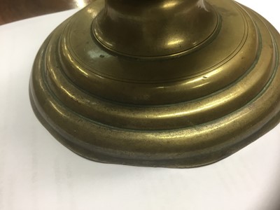 Lot 979 - Rare 17th century brass trumpet form candlestick