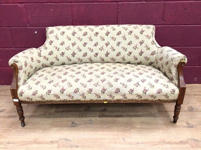 Lot 311 - Edwardian salon suite comprising sofa, pair of tub chairs and a pair of side chairs