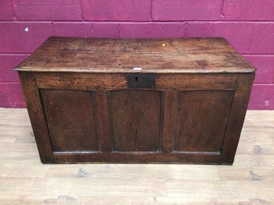 Lot 307 - 18th century panelled oak coffer