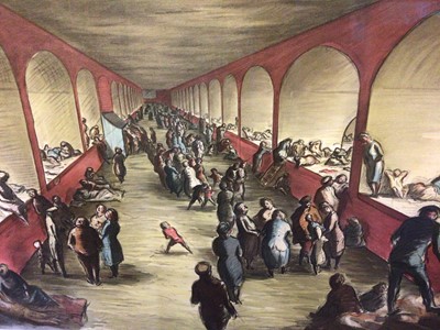 Lot 24 - Edward Ardizonne (1900-1979) vintage lithograph, Shelter scene