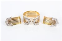 Lot 3261 - Three-colour gold (18ct) diamond set buckle...