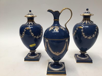 Lot 66 - Garniture of three Wedgwood vases and covers