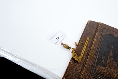 Lot 21 - Good quality Victorian black leather writing wallet containing two dip pens, retailed by Clark, 20 Old Bond Street, with gilt Barons coronet and initials to cover.