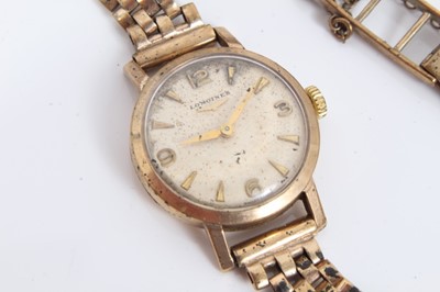 Lot 53 - Longines 9ct gold ladies wristwatch on 9ct gold bracelet