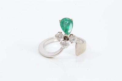 Lot 56 - 18ct white gold emerald and diamond ring