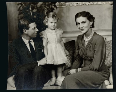 Lot 19 - T.R.H. The Duke and Duchess of Kent, fine 1930s family photograph album containing formal and informal black and white photographs of Prince George, Princess Marina and their young children Edward...