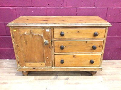 Lot 310 - Victorian pine dresser base with three drawers and cupboard