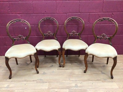 Lot 382 - Set of four Victorian walnut dining chairs