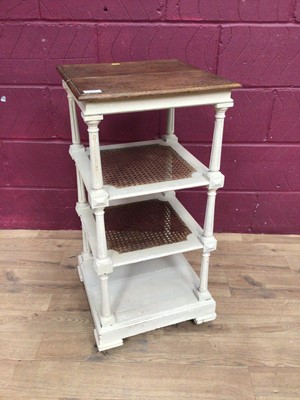 Lot 314 - French four tier whatnot and an Indian three-fold screen