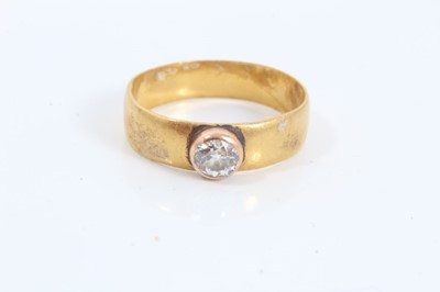 Lot 68 - Gold wedding ring set with an old cut diamond estimated to weigh approximately 0.35cts, Ring size O½