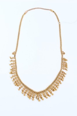 Lot 73 - Late 19th century continental 14ct gold fringe necklace